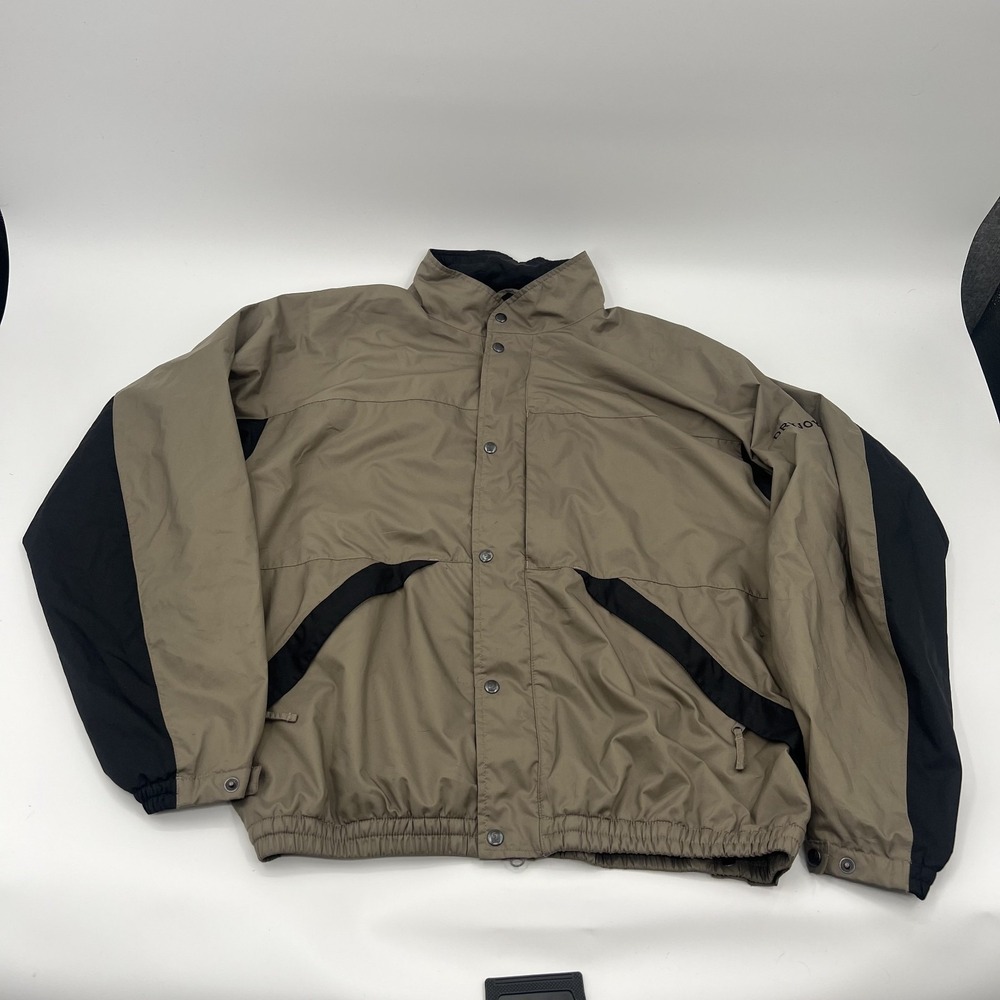 Footjoy Dryjoys Jacket Mens L Windbreaker Waterproof Golf Performance Brown EUC